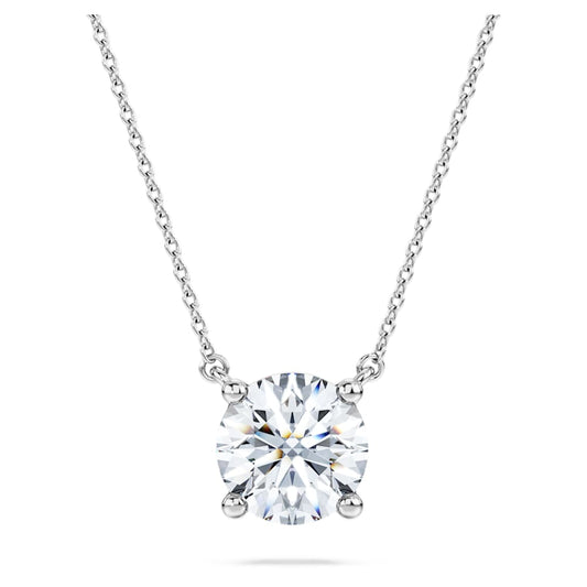 Eternity solitaire pendant, Lab-grown diamonds 2 ct tw, Round shape, 14K white gold image 1