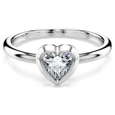Eternity solitaire ring, Lab-grown diamonds 0.5 ct tw, Heart shape, Sterling silver image 6