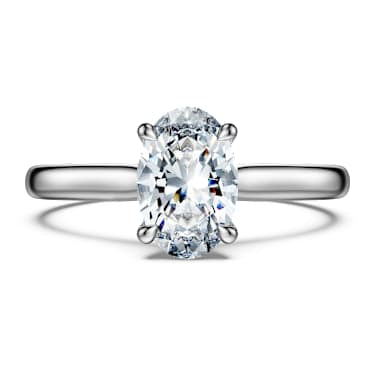 Eternity solitaire ring, Lab-grown diamonds 1 ct tw, Oval shape, 14K white gold image 2