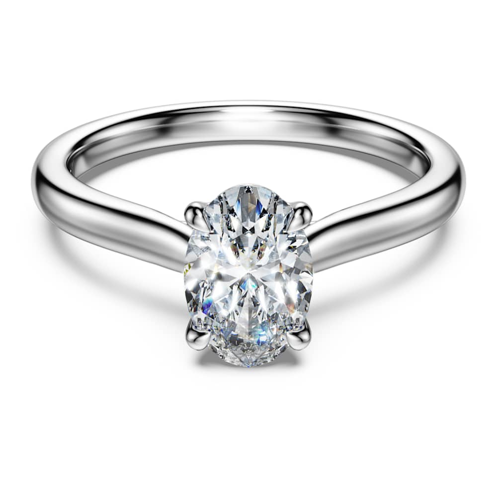 Eternity solitaire ring, Lab-grown diamonds 1 ct tw, Oval shape, 14K white gold image 1