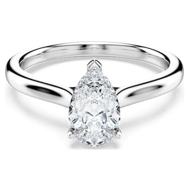 Eternity solitaire ring, Lab-grown diamonds 1 ct tw, Pear shape, 14K white gold image 6