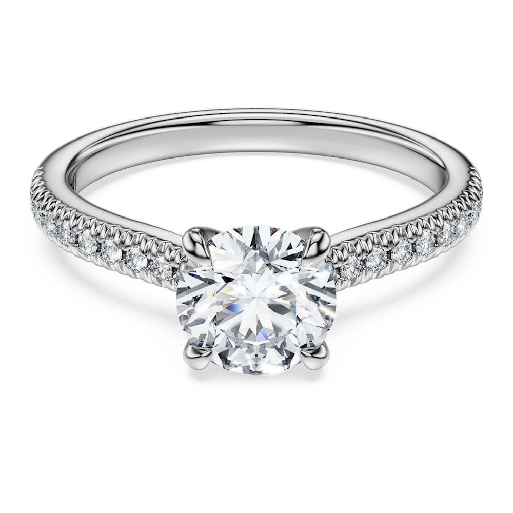 Eternity solitaire ring, Lab-grown diamonds 1.2 ct tw, Round shape, 14K white gold image 1