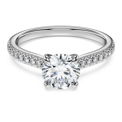 Eternity solitaire ring, Lab-grown diamonds 1.2 ct tw, Round shape, 14K white gold image 1