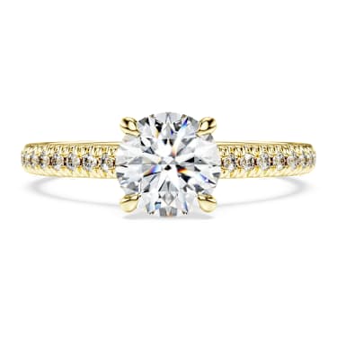 Eternity solitaire ring, Lab-grown diamonds 1.2 ct tw, Round shape, 14K yellow gold image 2