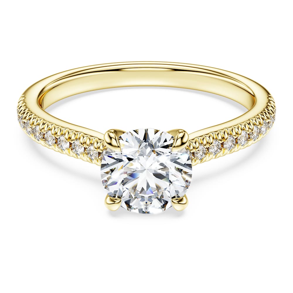Eternity solitaire ring, Lab-grown diamonds 1.2 ct tw, Round shape, 14K yellow gold image 1