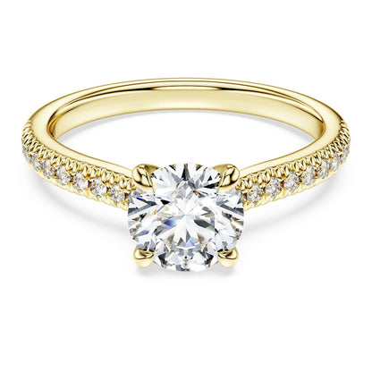 Eternity solitaire ring, Lab-grown diamonds 1.2 ct tw, Round shape, 14K yellow gold image 1