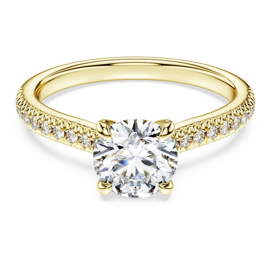 Eternity solitaire ring, Lab-grown diamonds 1.2 ct tw, Round shape, 14K yellow gold image 1