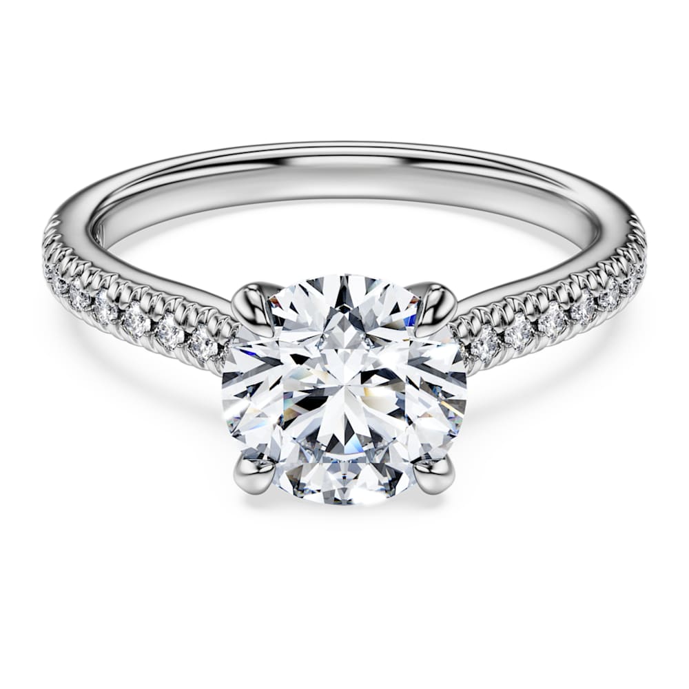 Eternity solitaire ring, Lab-grown diamonds 1.7 ct tw, Round shape, 14K white gold image 1