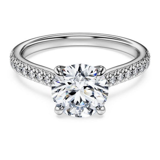 Eternity solitaire ring, Lab-grown diamonds 1.7 ct tw, Round shape, 14K white gold image 1