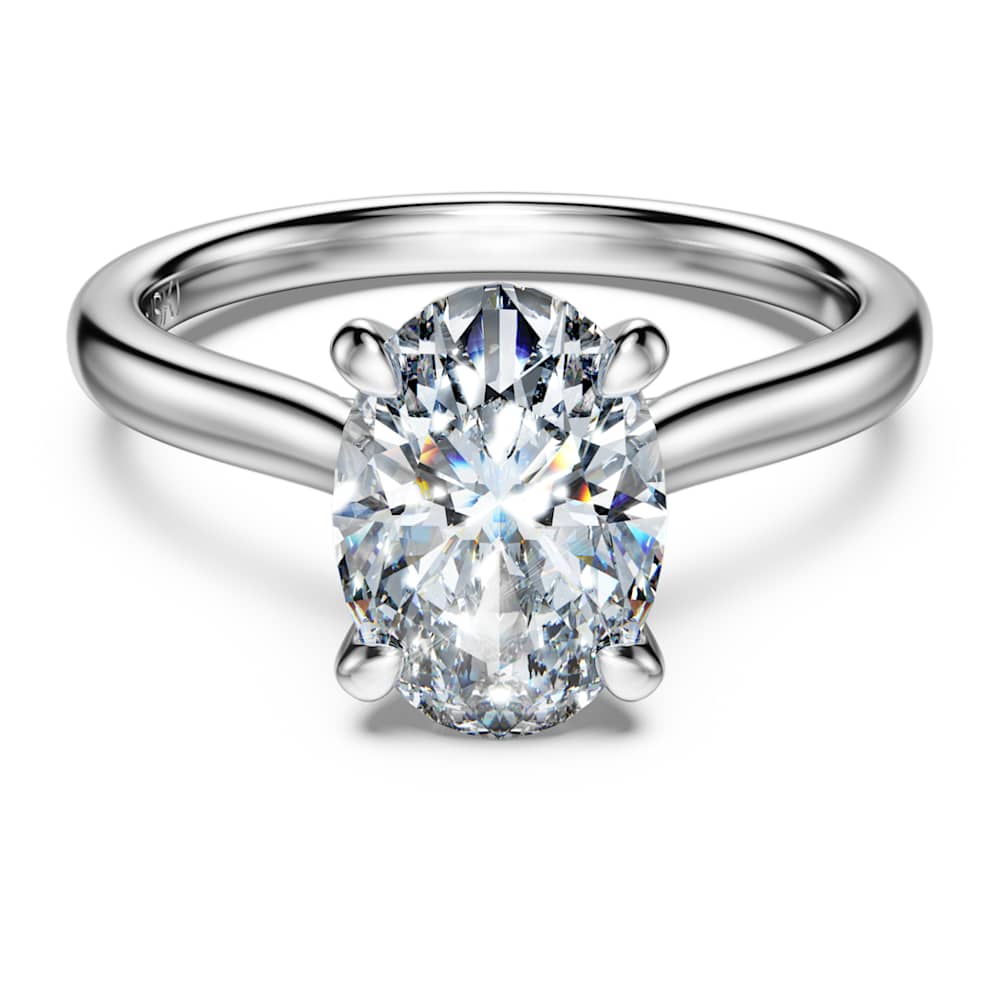 Eternity solitaire ring, Lab-grown diamonds 2 ct tw, Oval shape, 14K white gold image 1