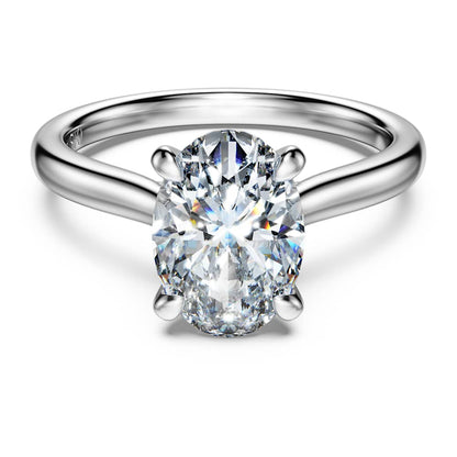 Eternity solitaire ring, Lab-grown diamonds 2 ct tw, Oval shape, 14K white gold image 1