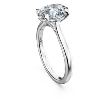 Eternity solitaire ring, Lab-grown diamonds 2 ct tw, Oval shape, 14K white gold image 3