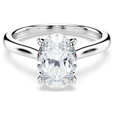 Eternity solitaire ring, Lab-grown diamonds 2 ct tw, Oval shape, 14K white gold image 5