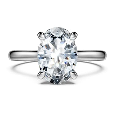 Eternity solitaire ring, Lab-grown diamonds 2 ct tw, Oval shape, 14K white gold image 2