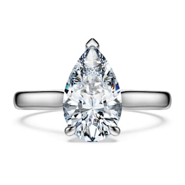 Eternity solitaire ring, Lab-grown diamonds 2 ct tw, Pear shape, 14K white gold image 2