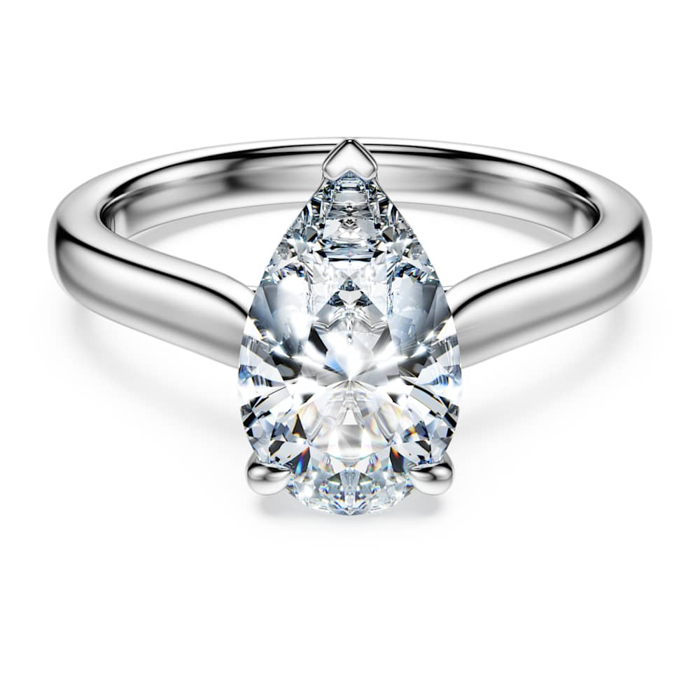 Eternity solitaire ring, Lab-grown diamonds 2 ct tw, Pear shape, 14K white gold image 1