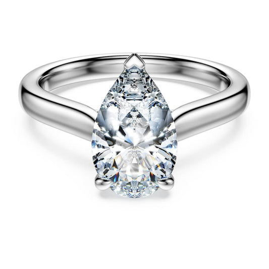 Eternity solitaire ring, Lab-grown diamonds 2 ct tw, Pear shape, 14K white gold image 1
