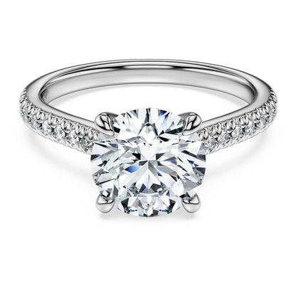 Eternity solitaire ring, Lab-grown diamonds 2.2 ct tw, Round shape, 14K white gold image 1