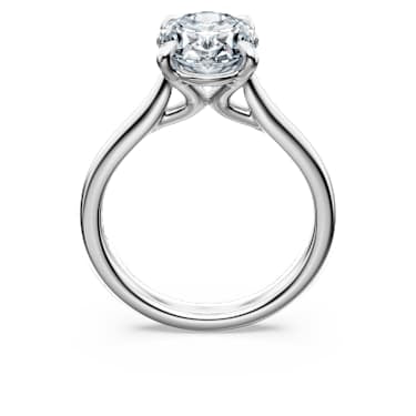 Eternity solitaire ring, Lab-grown diamonds 3 ct tw, Oval shape, 14K white gold image 4