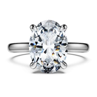 Eternity solitaire ring, Lab-grown diamonds 3 ct tw, Oval shape, 14K white gold image 2