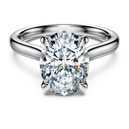 Eternity solitaire ring, Lab-grown diamonds 3 ct tw, Oval shape, 14K white gold image 1