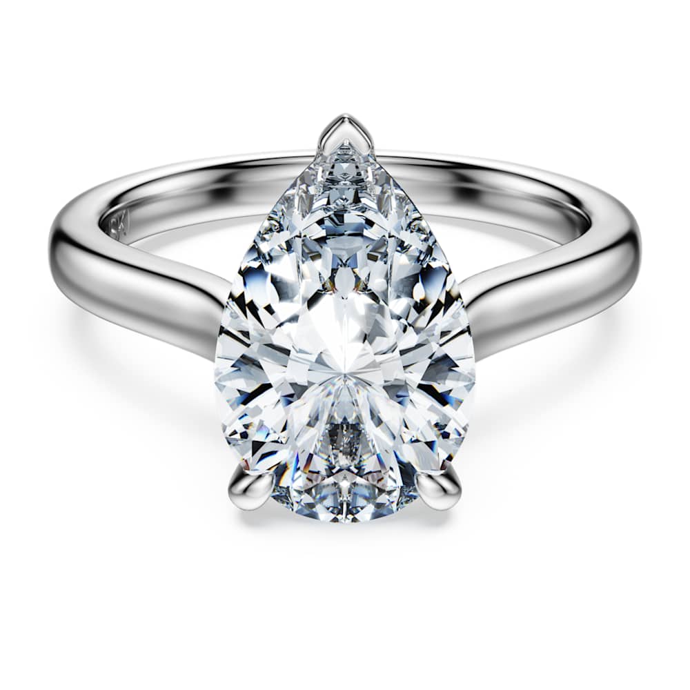 Eternity solitaire ring, Lab-grown diamonds 3 ct tw, Pear shape, 14K white gold image 1