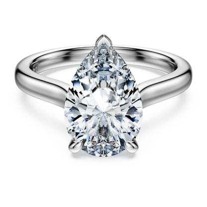 Eternity solitaire ring, Lab-grown diamonds 3 ct tw, Pear shape, 14K white gold image 1