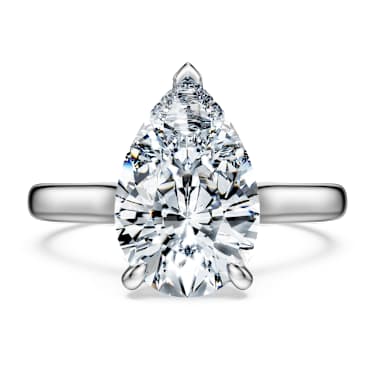 Eternity solitaire ring, Lab-grown diamonds 3 ct tw, Pear shape, 14K white gold image 2