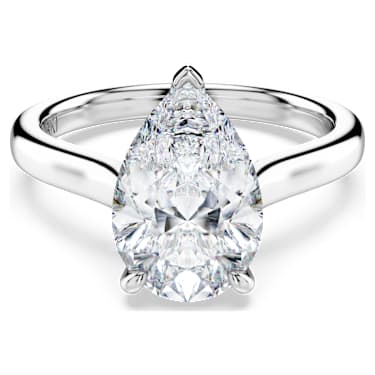 Eternity solitaire ring, Lab-grown diamonds 3 ct tw, Pear shape, 14K white gold image 6