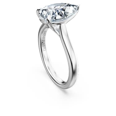 Eternity solitaire ring, Lab-grown diamonds 3 ct tw, Pear shape, 14K white gold image 3
