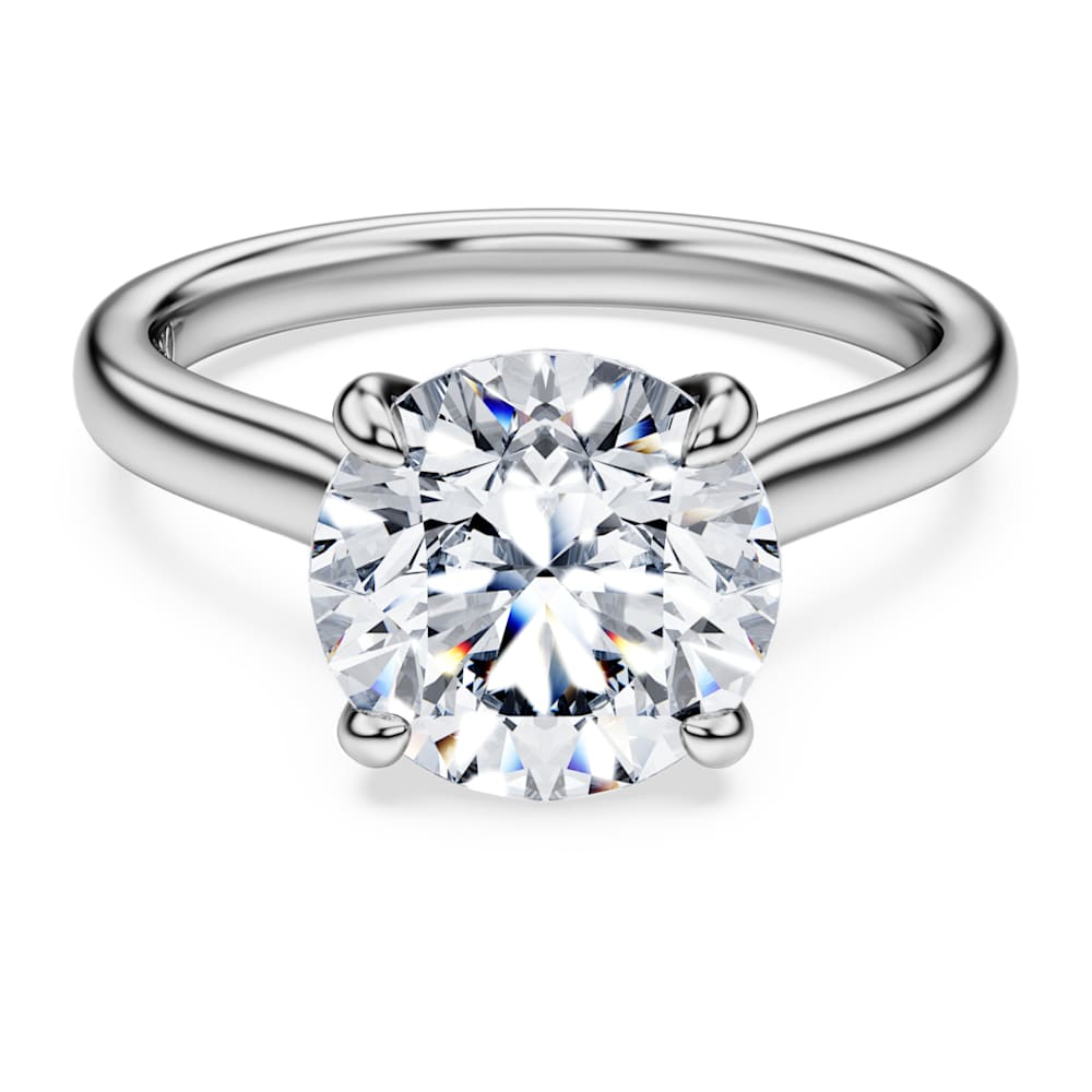 Eternity solitaire ring, Lab-grown diamonds 3 ct tw, Round shape, 14K white gold image 1