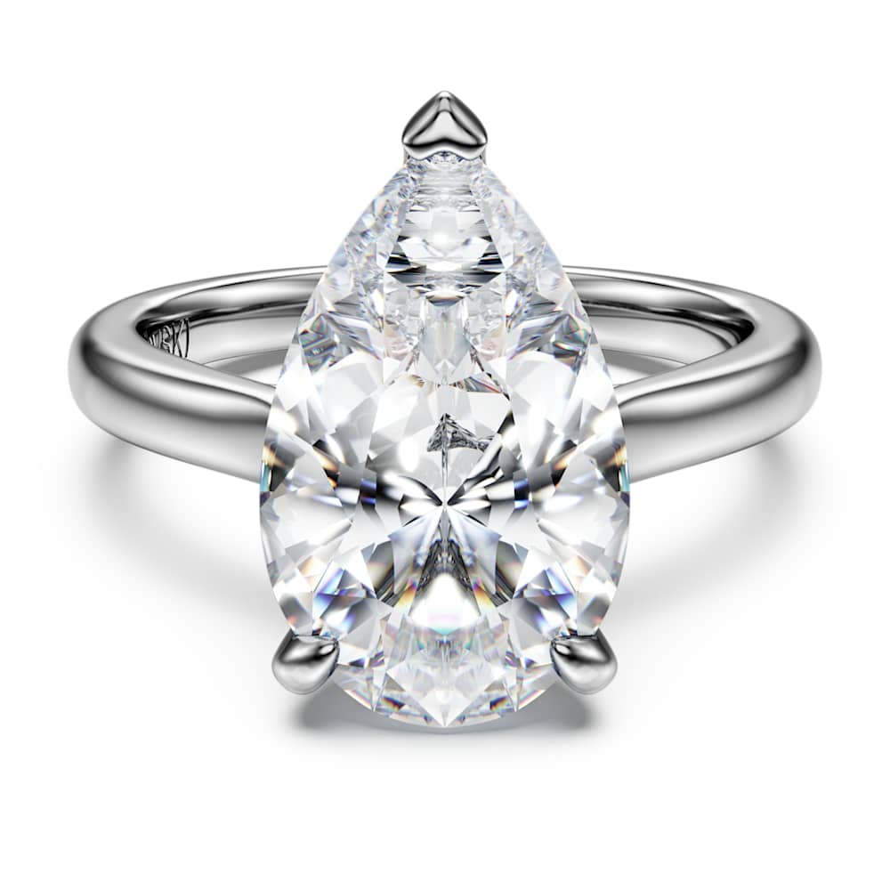 Eternity solitaire ring, Lab-grown diamonds 5 ct tw, Pear cut, 18K white gold image 1