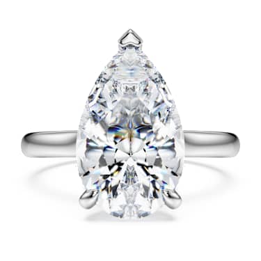 Eternity solitaire ring, Lab-grown diamonds 5 ct tw, Pear cut, 18K white gold image 2