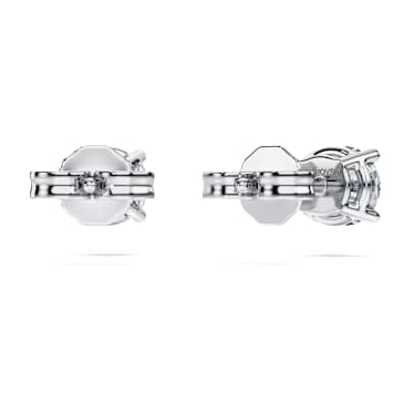 Eternity solitaire stud earrings, Lab-grown diamonds 1 ct tw, Round shape, 14K white gold image 4