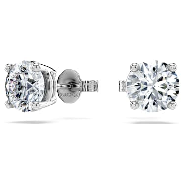 Eternity solitaire stud earrings, Lab-grown diamonds 1 ct tw, Round shape, 14K white gold image 6